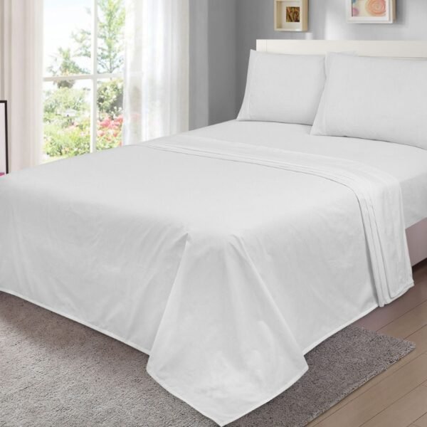Welspun 180 Thread Count Percale Flat Sheet (60% Cotton, 40% Polyester)