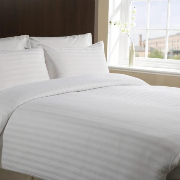 Welspun 300 Thread Count Satin Stripe Flat Sheet (100% Cotton)