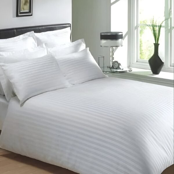 Welspun 320 Thread Count Satin Stripe Flat Sheet (60% Cotton, 40% Polyester)
