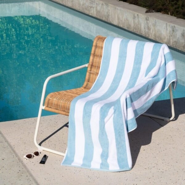 Pool Towel – Sky Blue / White (500 GSM)